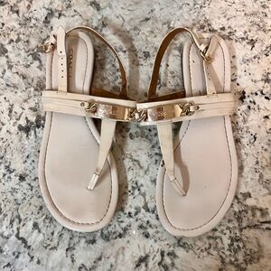 Coach Women's Cream/Off-White Sandals with Gold Accents